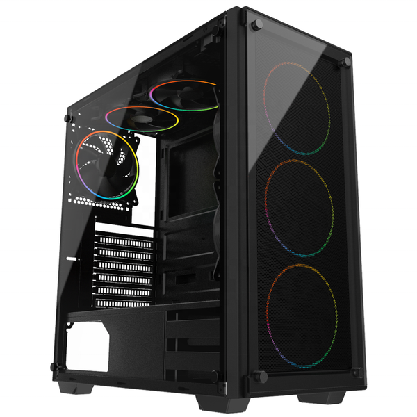 

atx flowing rgb light tempered glass computer+cases cpu gaming case computer gabinete pc gamer case