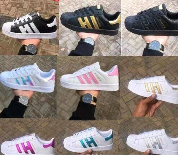 

fashion men women original superstar super shoes golden size 36-44 skateboarding shoes flat shoes big, Black