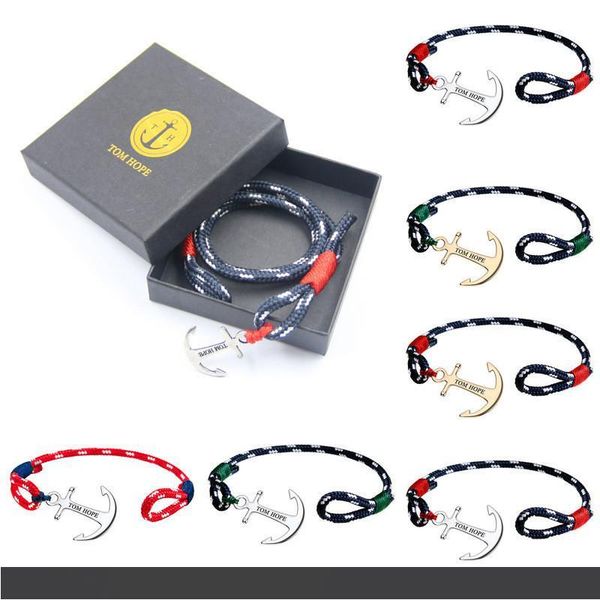 

19 известный бренд 4 размер ручной работы коралловый розовый веревка цепи браслет якорь из нержавеющей стали подвески tom hope браслет с кор, Black