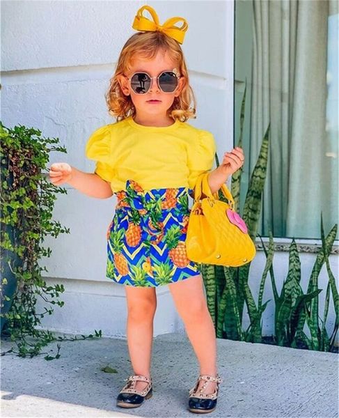 

pudcoco kids toddler baby girls solid puff short sleeve knitted solid cotton joker padded shoulder t shirts clothes summer, Blue
