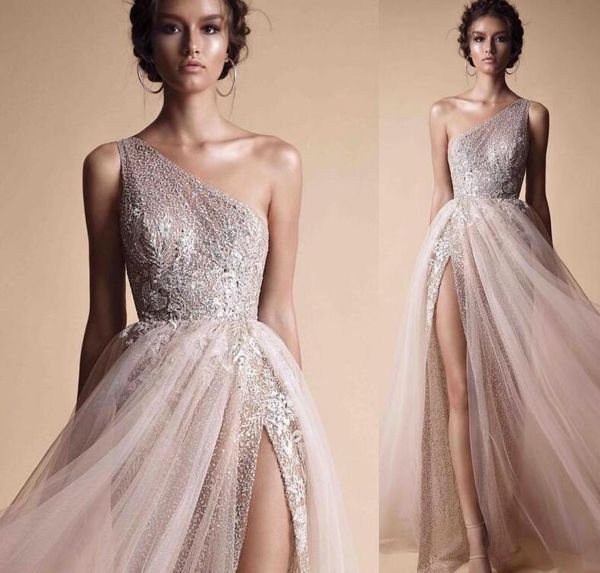 

берта линия выпускного платья вечера износа бесплатная доставка одно плечо sequined блестящие вечерние платья high split сшитое формальное p, White;black