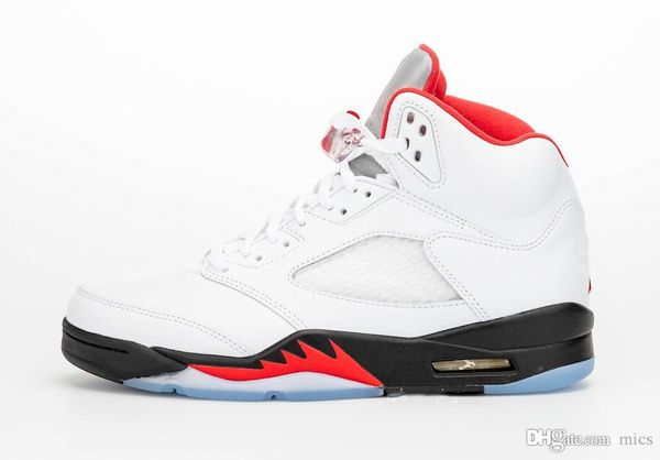 

authentic air high og 5 fire red retro man basketball shoes kaede rukawa 3m reflective white black silver sports sneakers da1911-102 7-13
