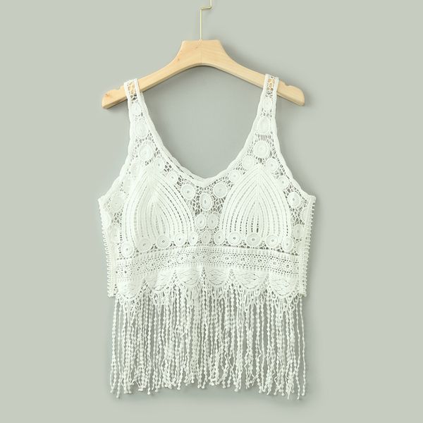 

women's summer solid sleeveless ladies v-neck lace hollow sling one shoulder fashion tank roupas femininas, White