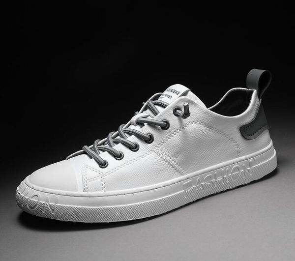 

men's fashion leather shoes man street trend casual trendy ventilate loafers sports shoes sneakers running white, Black