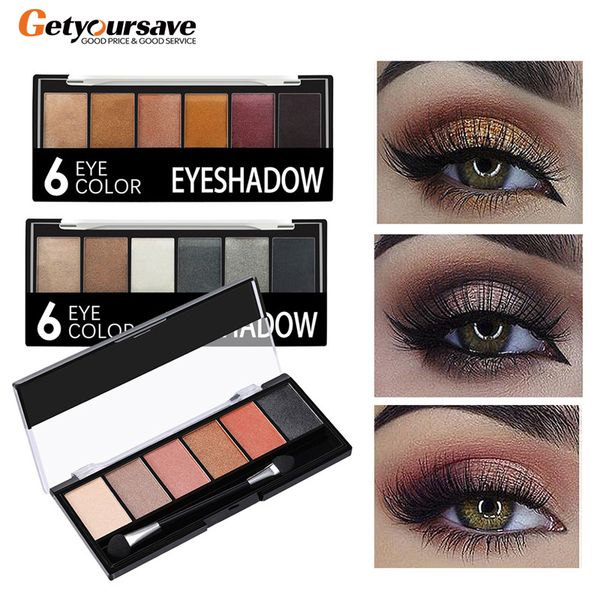 

6 colors eyeshadow palette glamorous waterproof not blooming eye shadow shimmer glitter makeup eye shadow