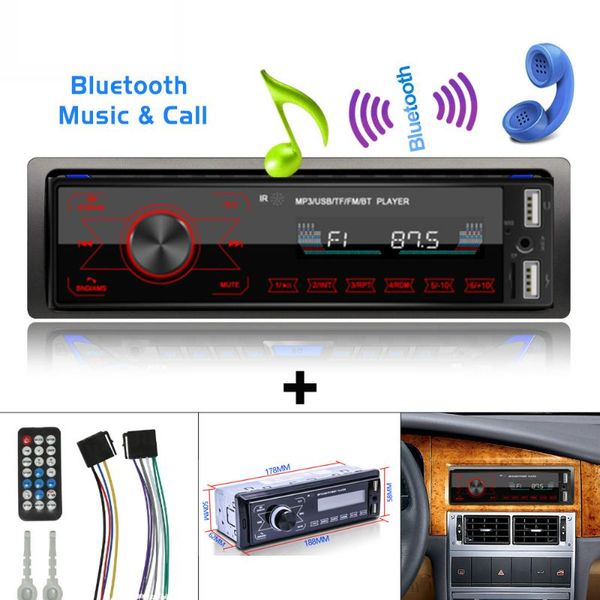 

autoradio 1 din bluetooth car audio stereo mp3 player 7 color light touch keys support sd / fm / aux usb car accessories