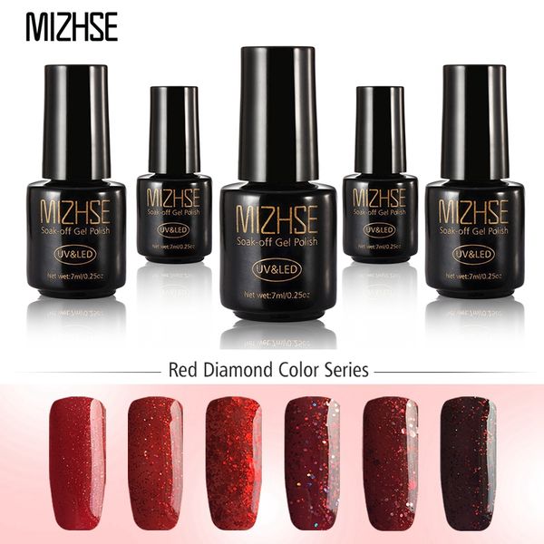 

mizhse red diamond color series uv gel nail manicure diamond glitter uv nail polish sequins gel quality soak off polish