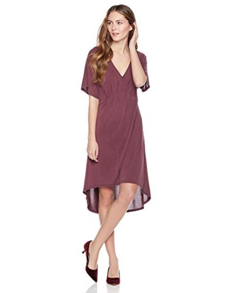 

painted heart women's kimono sleeve v-neck pleated front midi dress, Black;gray