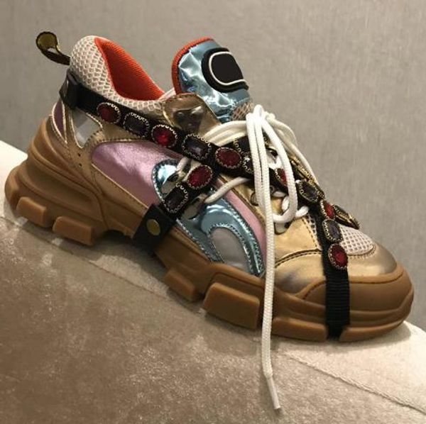 

2018 new luxury leather casual shoes womens designer sneakers men shoes genuine leather fashion mixed color original box t05, Black