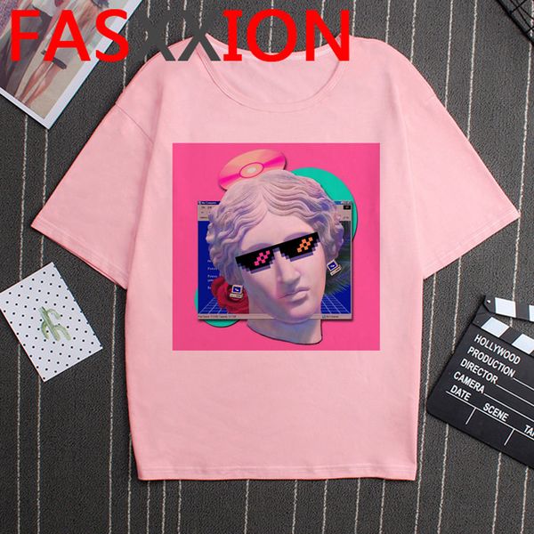 

vaporwave t shirt men aesthetic vogue tshirt funny summer cartoon the great wave graphic tees oversized streetwear male, White;black