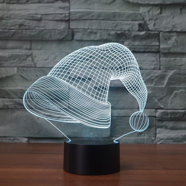 

christmas series acrylic material colorful 3d night light creative electronic led night light christmas hat shape night light