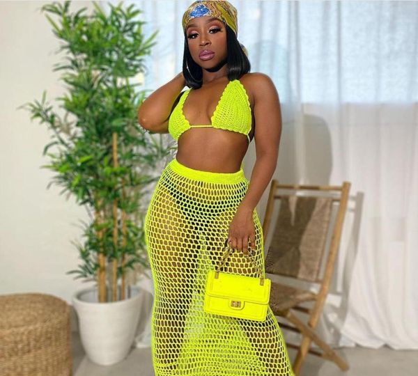 

women swimwear cover up woman beach dress hand-knit openwork beach blouse grid perspective two-piece set, White;black