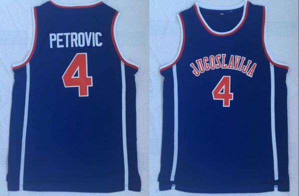 

NCAA College 4 Drazen Petrovic Jersey Men Basketball Jugoslavija Jerseys Cheap Sale University Team Color Blue Top Quality On Sale