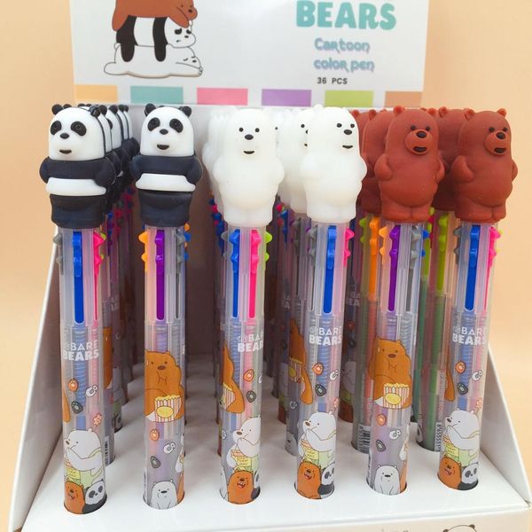 

novelty bare bears friends 6 colors chunky ballpoint pen school office supply gift stationery papelaria escolar, Blue;orange