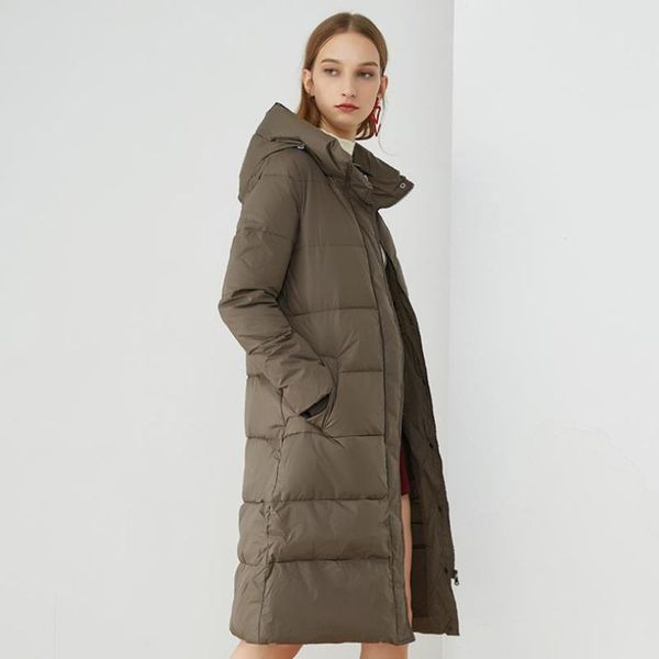 

new fashion brand 90% white duck down hooded coats women warm thick jackets windproof warm long jackets wq534, Black