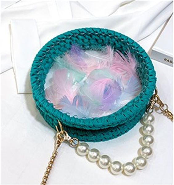 

designer- womens shoulder bags inclined shoulder bag handmade weave pearl handheld transparent neweset sweet girl multicolor fashion2