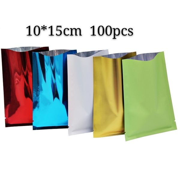 10 * 15cm 100 pcs Abra o vácuo Embalagem Mylar Sacos Calor Selo Pacote Saco de Potência Café e Chá Bolsas de Alumínio Footes