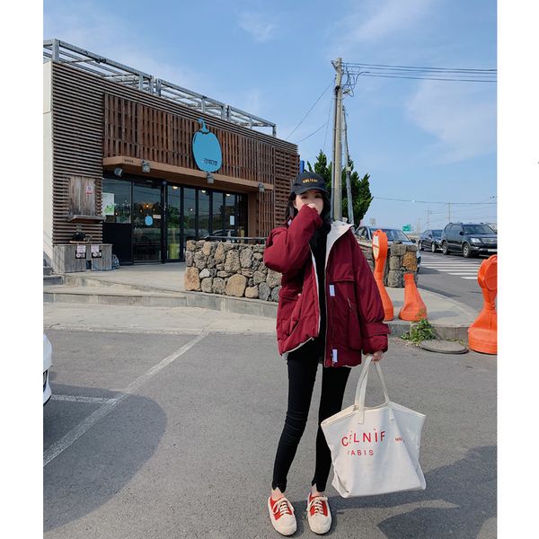 

work clothes down cotton woman winter clothes 2019 tide easy back season special selling cotton-padded girls long fund, Black