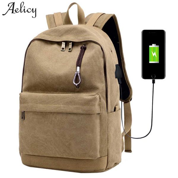 

aelicy men male canvas backpack college student school backpack bag for teenagers vintage mochila casual rucksack travel daypack