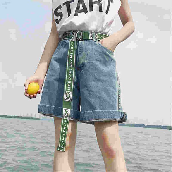 

harajuku women's retro high waisted rolled denim summer junior black wide leg shorts blue jean shorts street fashion casual, White;black