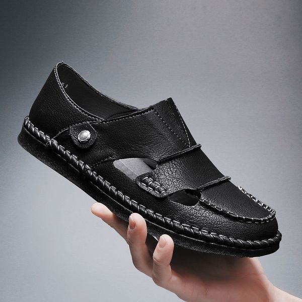 

aruonet продукта износостойкое модные туфли большого размера плоские сандалии красивый платформы сандалии sandalias de hombre, Black