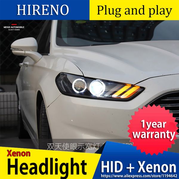 

car head lamp for mondeo for fusion 2013 2014 2015 headlights led fusion headlight drl double beam lens bi-xenon hid front