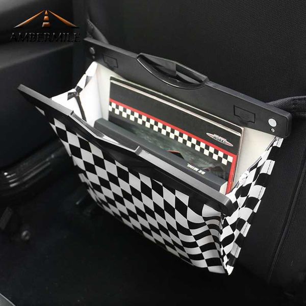 

ambermile leather car seat storage bag trash bag basket for mini cooper r55 r56 r57 r58 r59 f54 f55 f56 f57 countryman r60 f60