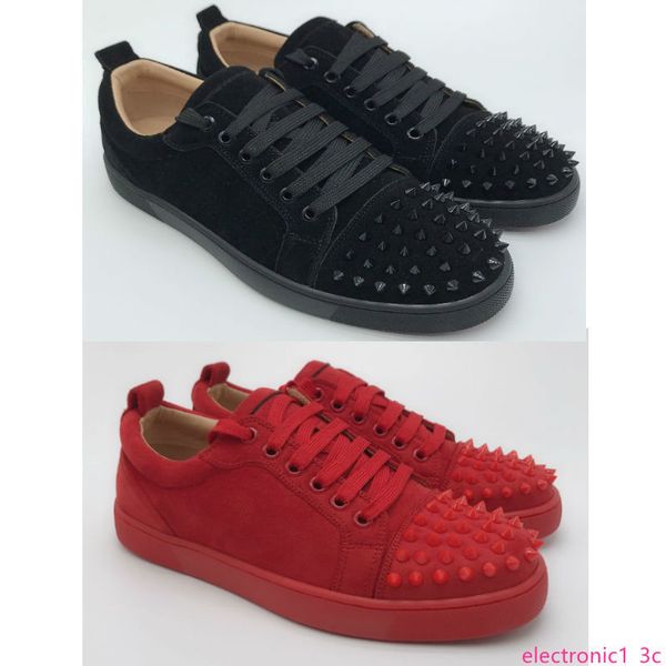 

leather suede leather spike shoes low cut shoes size 35-45 with designer luxury running shoes sneakers, Black;green