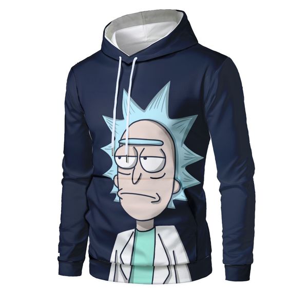 

mens designer cartoon animation 3d digital printing hooded sweater, Black