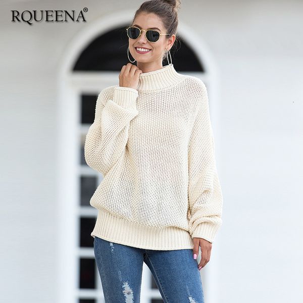 

rqueena women sweaters and pullovers 2019 autumn winter sweater women knitted turtleneck sweater pullover jumpers pu069, White;black