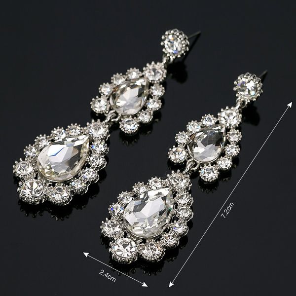 

exaggeration diamond tassels eardrop earrings white rhinestone aestheticism personality ear nail, Golden