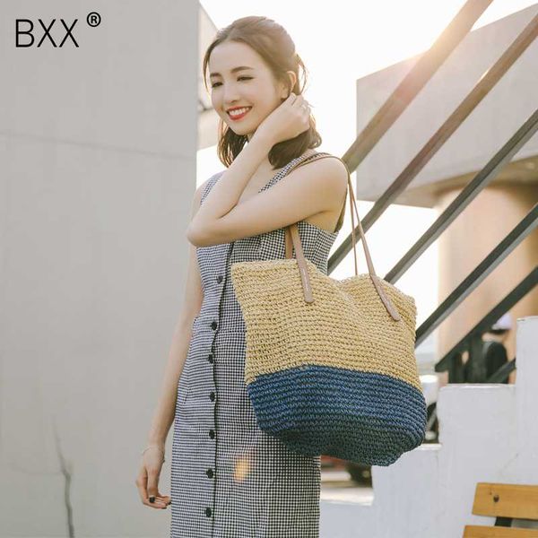 

bxx] женская одно плечо crossbody сумка 2020 лето все-матч ручной работы соломы плетение пляж пакет большой емкости сумка he787