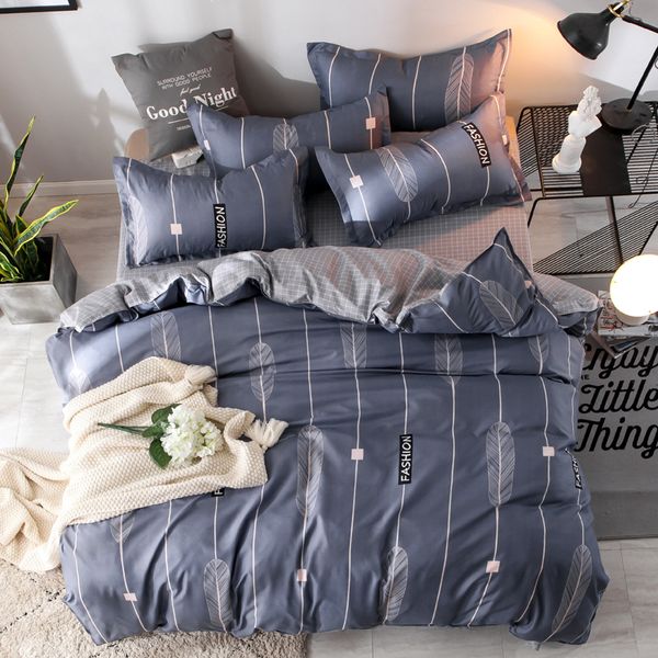 

4pcs tree beddingset blue printed duvet cover bed sheet pillowcase polyester brief full king  tiwn beding cover