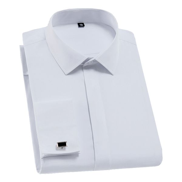 

solid plain color white classical design french cufflinks male shirts non-iron long sleeve hidden buttons party men dress shirts, White;black