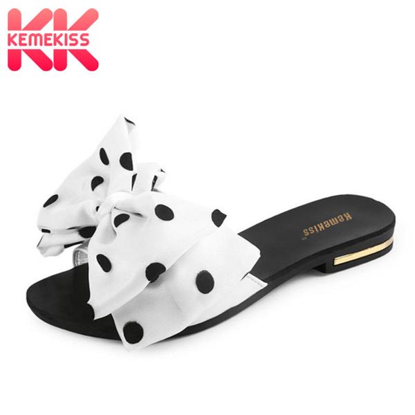 

kemekiss women's flat sandals bowtie slipper flats sandal open toe summer shoe women party beach female footwear size 35-39 t200529, Black