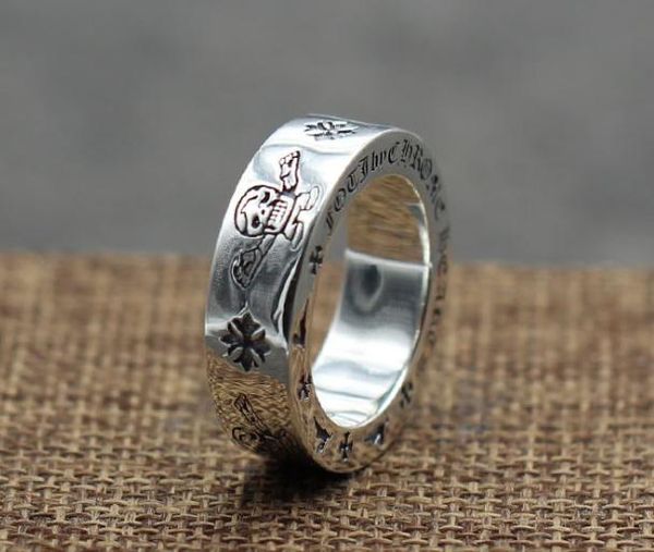 

925 sterling silver rings trend personality jewelry punk style mens and womens lovers gift hip hop cross style luxury designer jewelry 008, Golden;silver