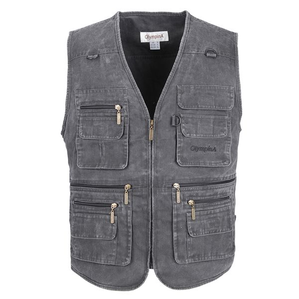 

zogaa fishing vest male pockets men sleeveless jacket waistcoat work vests outdoors vest plus large size man winter 2019, Black;white