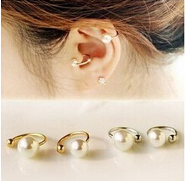 

1pcs 2019 new korean pearl ear bones clip u clip earrings invisible without pierced ear jewelry wholesale, Silver