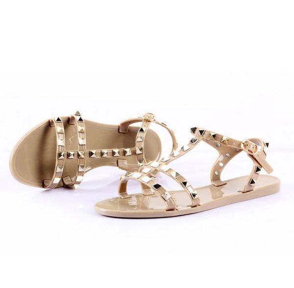 

2020 new shoes women's shoe designer women's rivet flat-soled casual sandals new summer lady sandals comfortable ladies shoe, Black