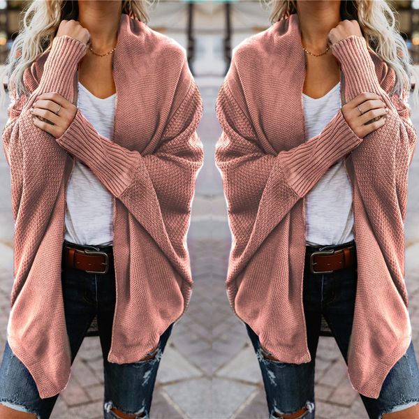 

womens solid cardigan slouchy loose sweater batwing long sleeve chunky knitted front open outwear, White;black