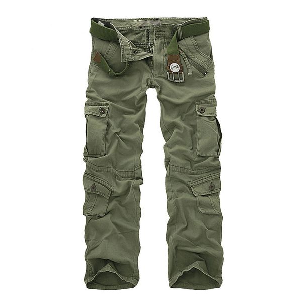 QNPQYX Nova Moda Calça Cargo Militar Masculina Solta Calças Táticas Baggy Oustdoor Calça Cargo Casual de Algodão Masculina Multi Bolsos