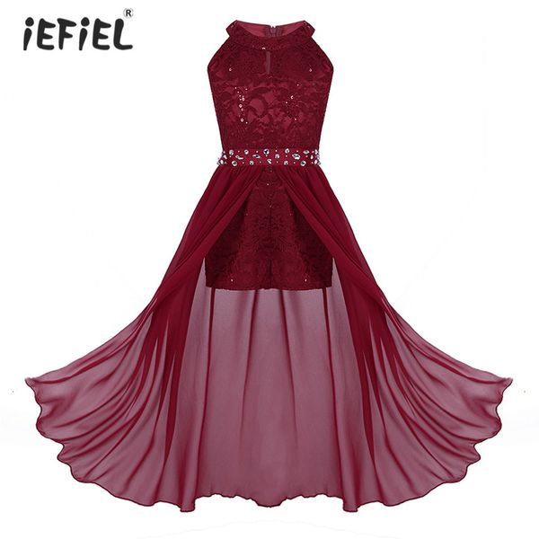 

2019 sleeveless kids dresses for girls floral lace a-line girls dress vestido infantil elegant princess wedding girl party dress, Red;yellow