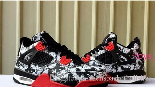 

4 wholesale iv men basketball shoes women 4s white black red sports outdoor trainers fashion sneakers size 5.5-13