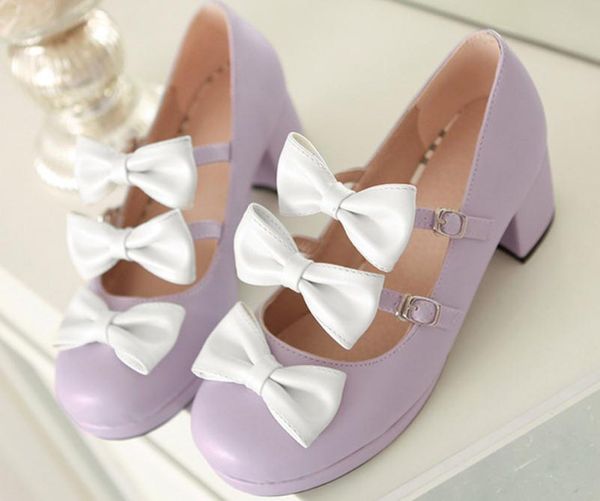 

2019 women's shoes in spring and autumn with new style middle heel coarse heel round head bowknot@279, Black