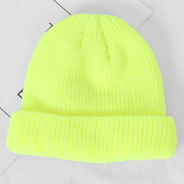 

fashion streetwear short knit beanie patch cuff winter hat for men women neon yellow orange pink lavender lt.green, Blue;gray