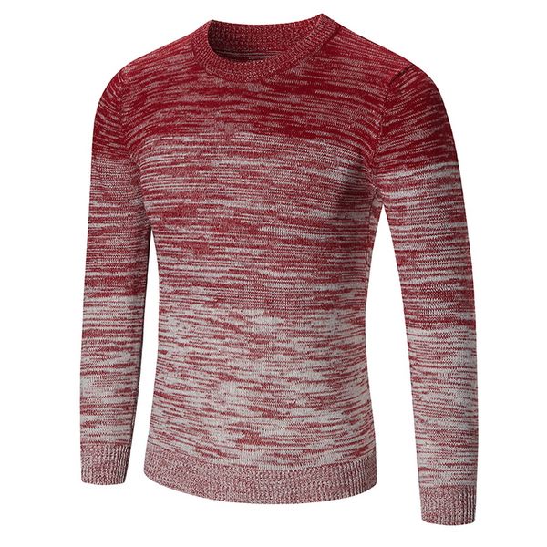 

men gradient color splicing pullover sweater striped rendering patchwork printed warm knitting casual slim autumn&winterclothes, White;black