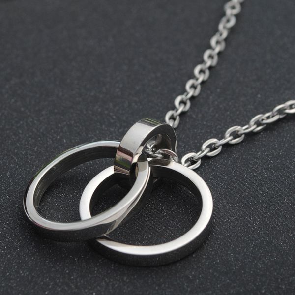

316l titanium steel small and big ring circle connect women men charms for necklace pendant jewelry, Bronze;silver