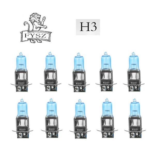 

10pcs h3 12v 55w auto halogen headlamp bulb 5000k 1600lm super bright black silk white light bulbs (dc 12v