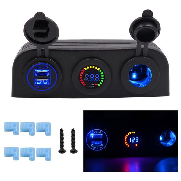 

car-styling wupp dual usb cigarette lighter socket digital display voltmeter combination panel td31 dropship