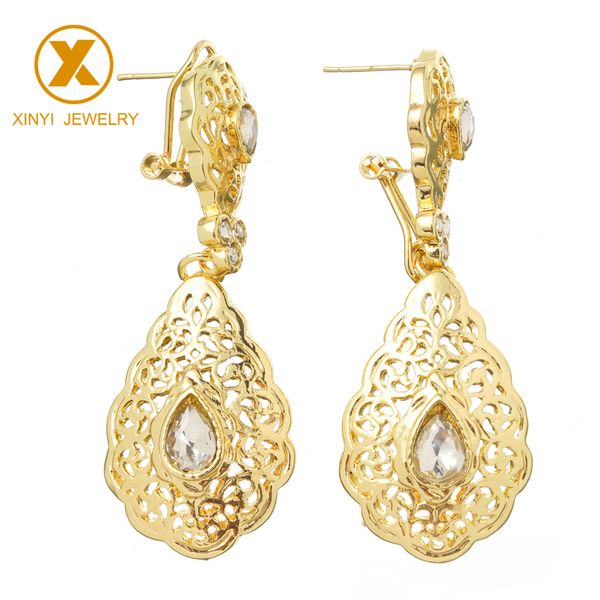 

elegant moroccan style crystal long earrings stylish cut rhinestone earrings, Silver